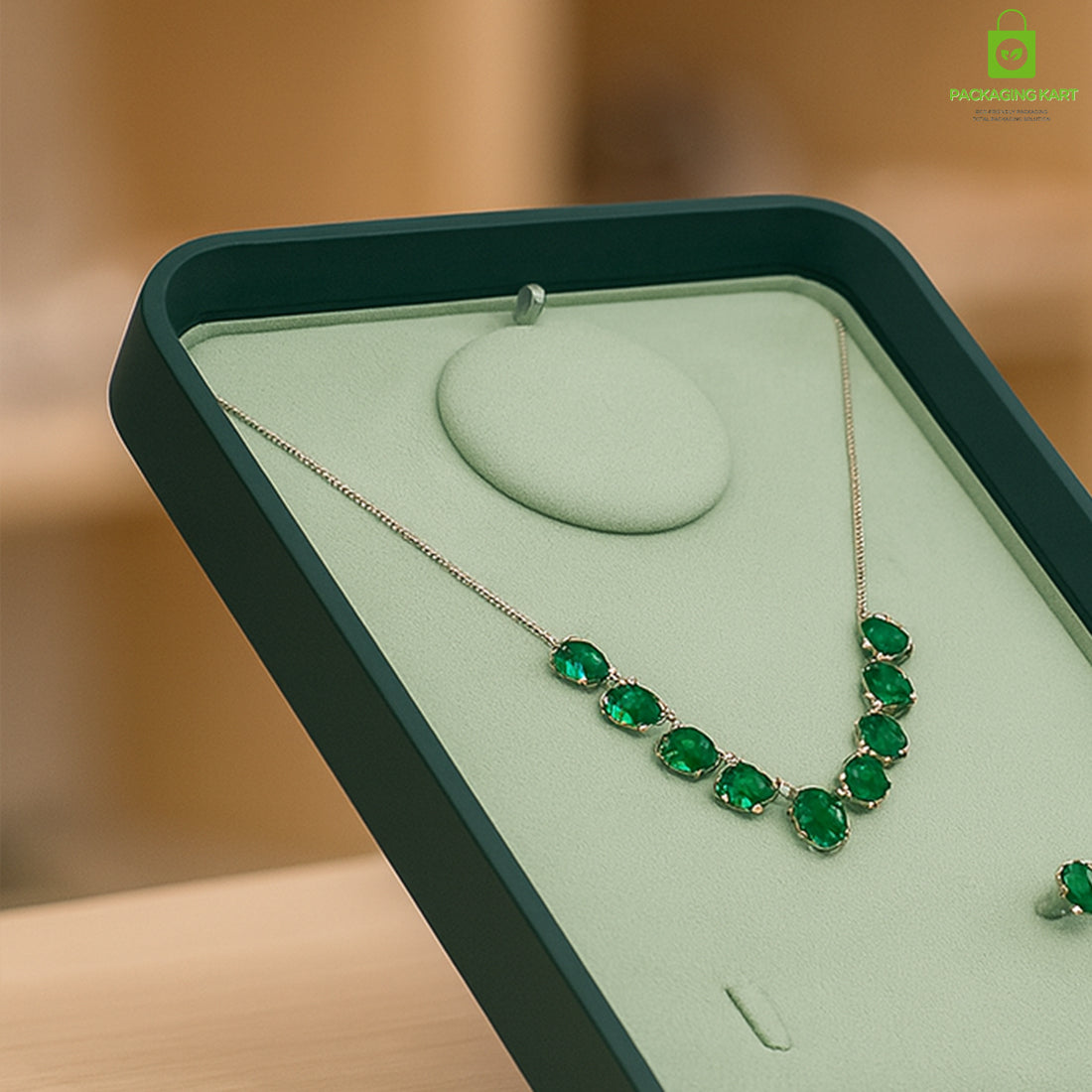 Green Necklace Display Tray | Pendant & Chain Jewellery Organizer