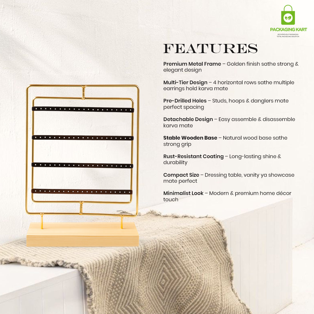 Fancy Yellow Earrings Tray – Elegant Holder for Studs & Danglers