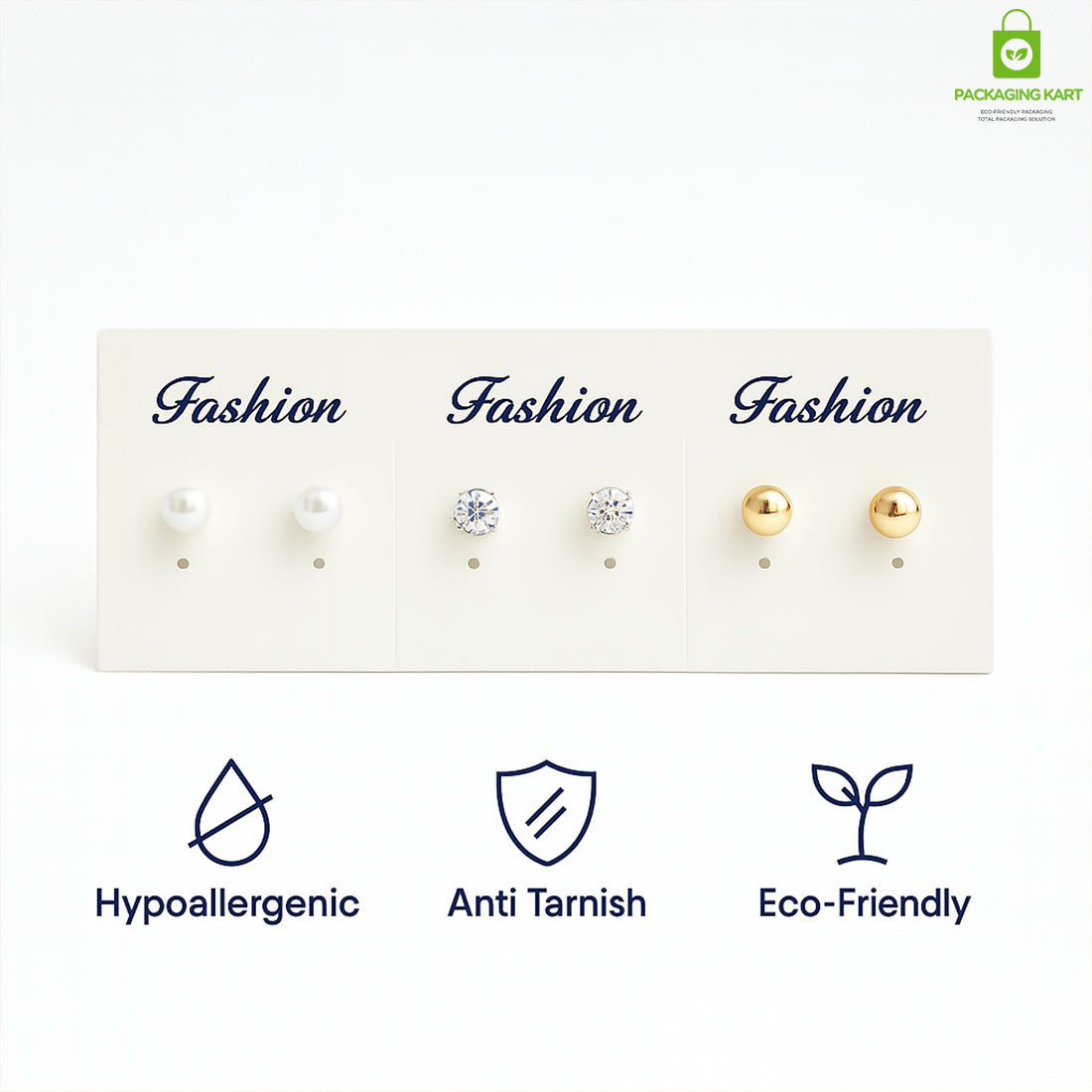 White Earrings Holder Card for Studs, Hoops & Drops