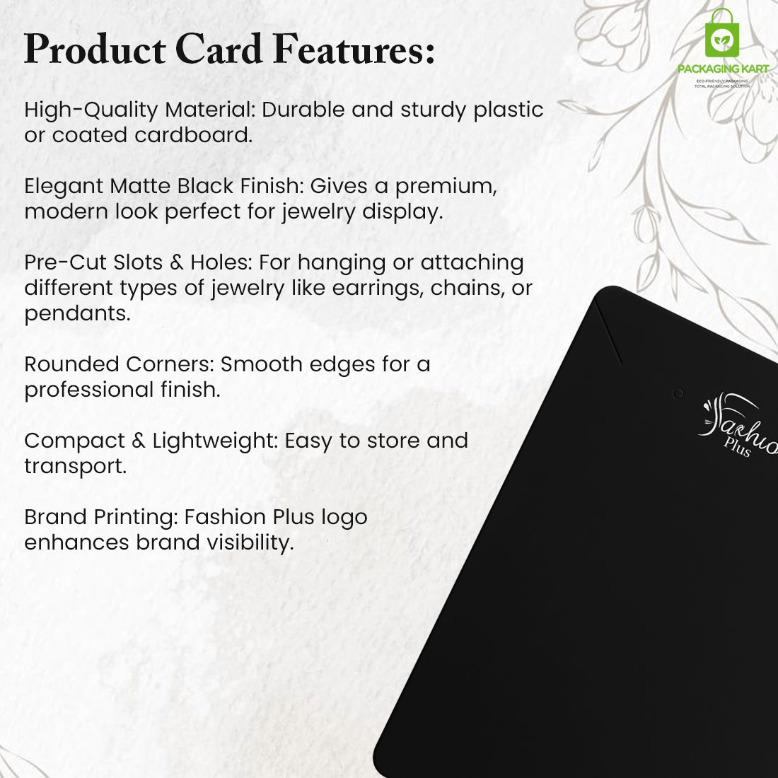 Fashion Jewellery Set Card in Black for Elegant Packaging