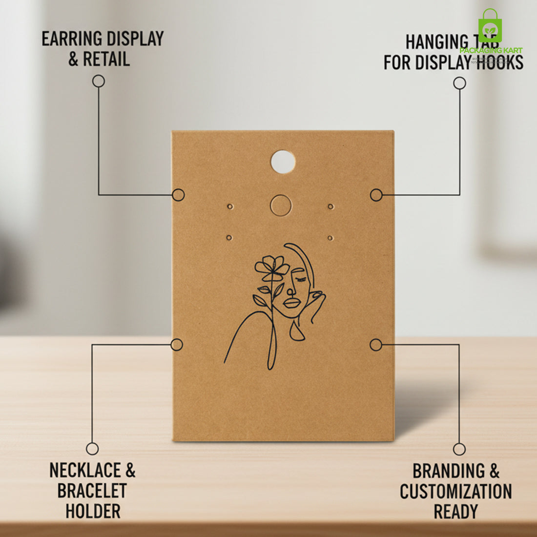 Brown Earring Jewellery Card | Premium Display Backing