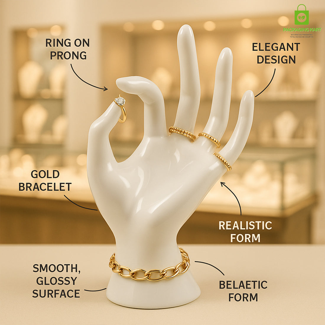 Mannequin OK Hand Finger Jewellery Glove Ring Bracelet Display Stand Holder Mannequin (Black