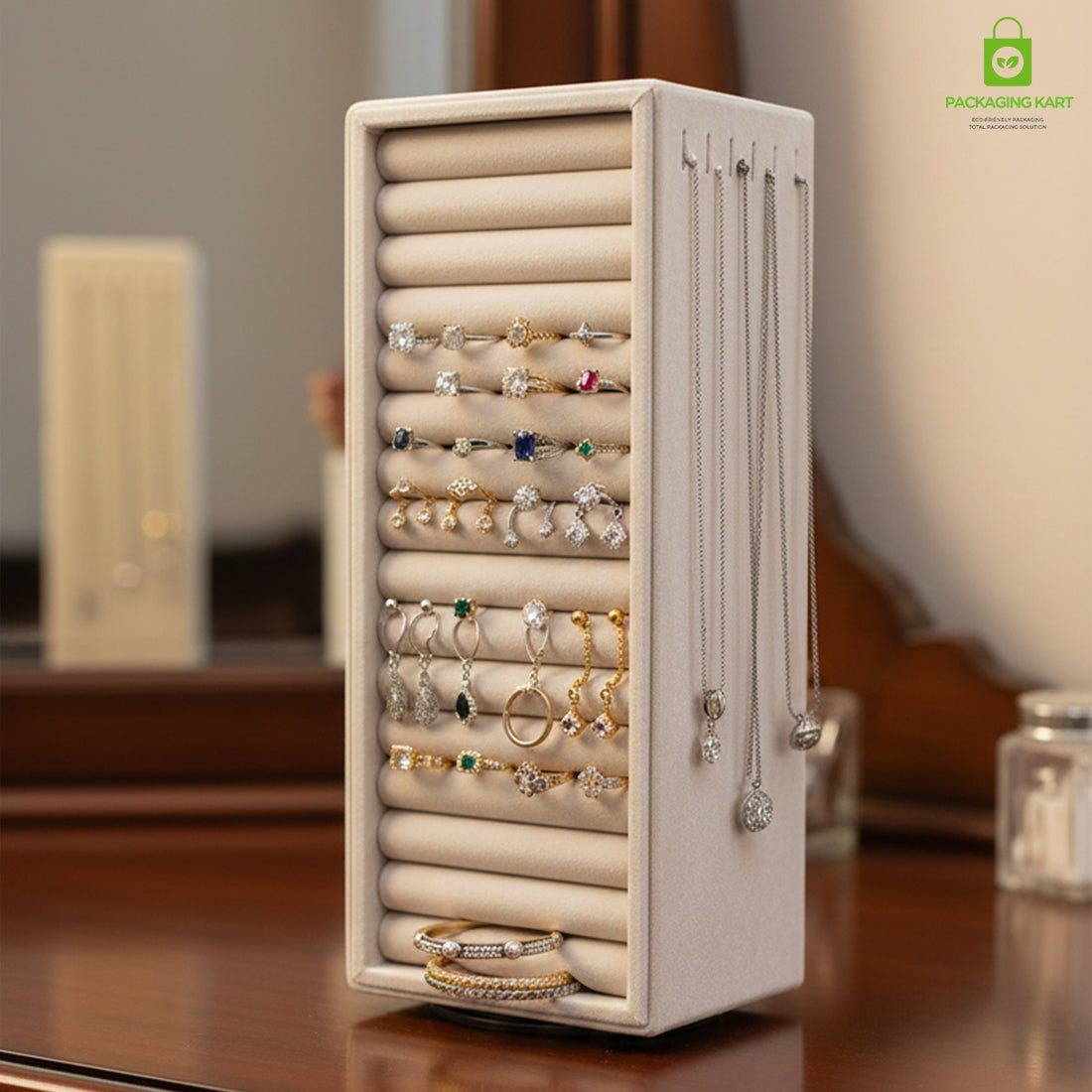 2 in 1 Rotated Jewellery Set with Chain, Bangles & Rings for Women