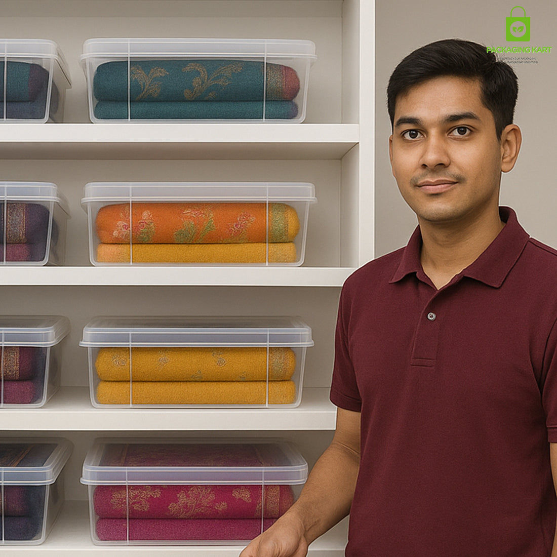 Transparent Plastic Saree Box – Easy View Storage