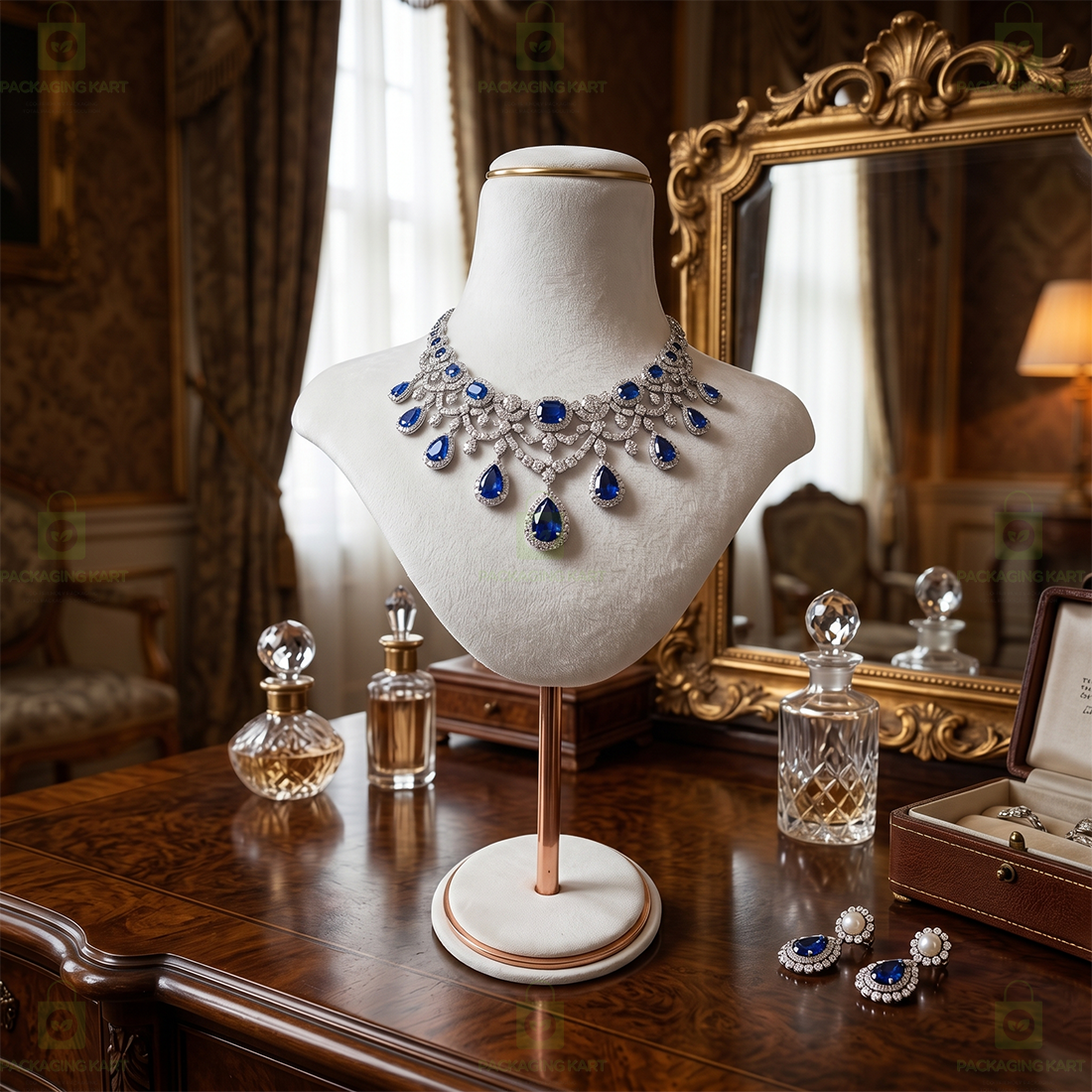 Premium Quality Velvet Foldable Jewellery Necklace Stand | Elegant Necklace Display Holder