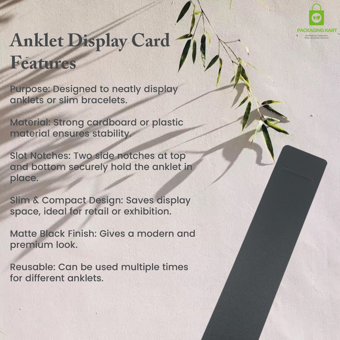 Anklet and Bracelet Jewelry Display Card for Packaging
