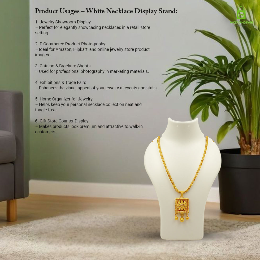 Black Plastic Fibre Jewellery Display Statue – Elegant Neck Stand