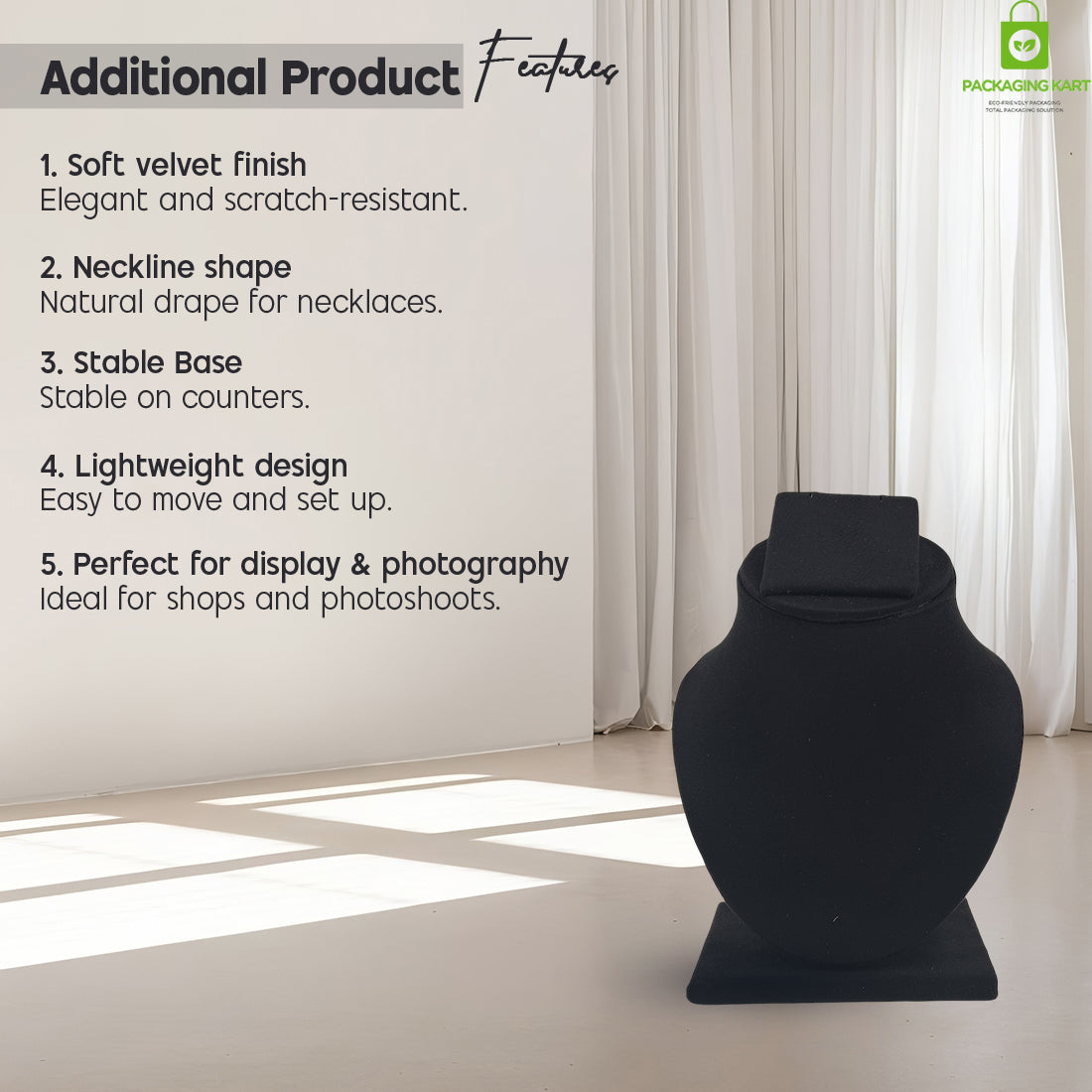 Black Velvet Jewellery Display Bust – Necklace & Pendant Stand