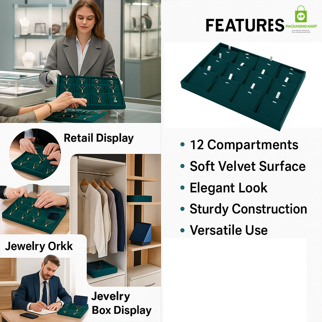 Premium Green Pendant Chain for Jewellery Tray & Necklace Storage