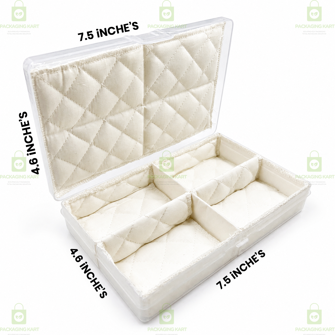Transparent 4 Slot Jewellery Organizer Box with Soft Cushion Cotton | Protective Storage