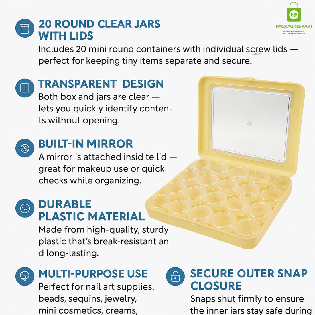 Round Jewellery Plastic Box Set – 20 Pcs Ivory Colour Organizer