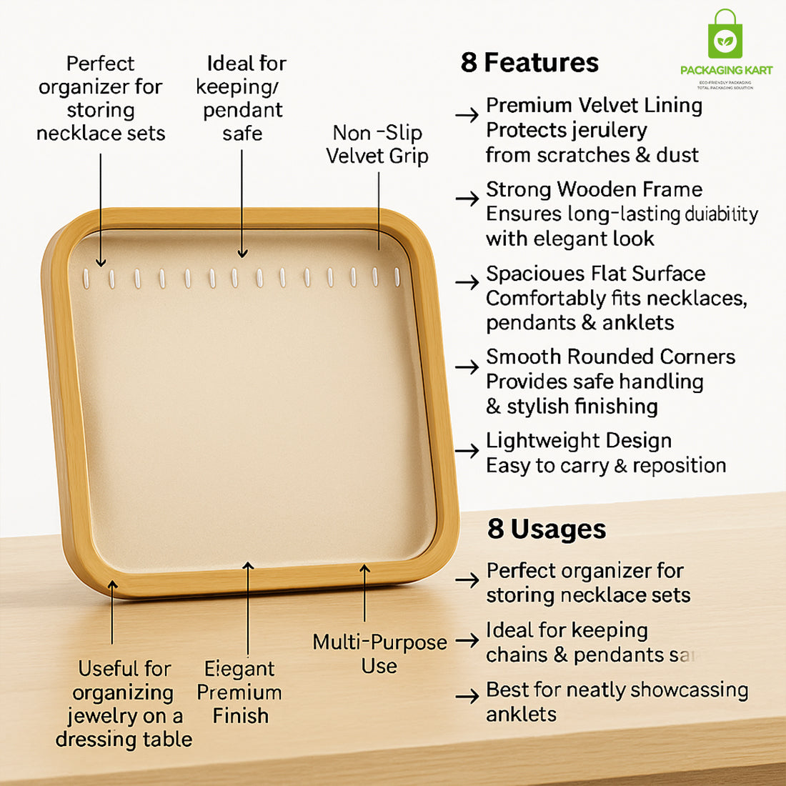Cream Color Jewellery Tray for Chains, Pendants & Necklaces