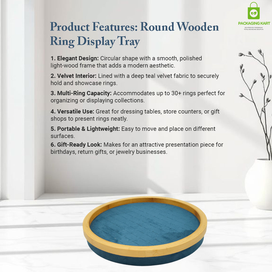 Green Round Ring Display Tray – Elegant Jewellery Organizer