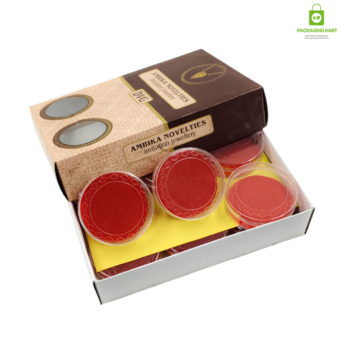 Premium Round Red Velvet Plastic Box – Mangalsutra Jewellery Holder