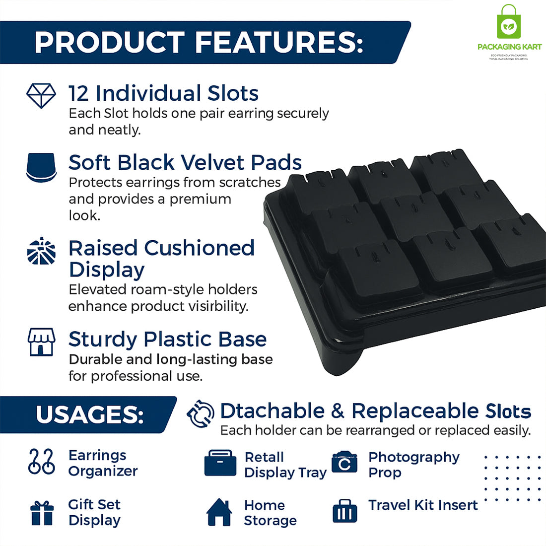 Multi-Compartment Plastic Jewellery Box for Earrings