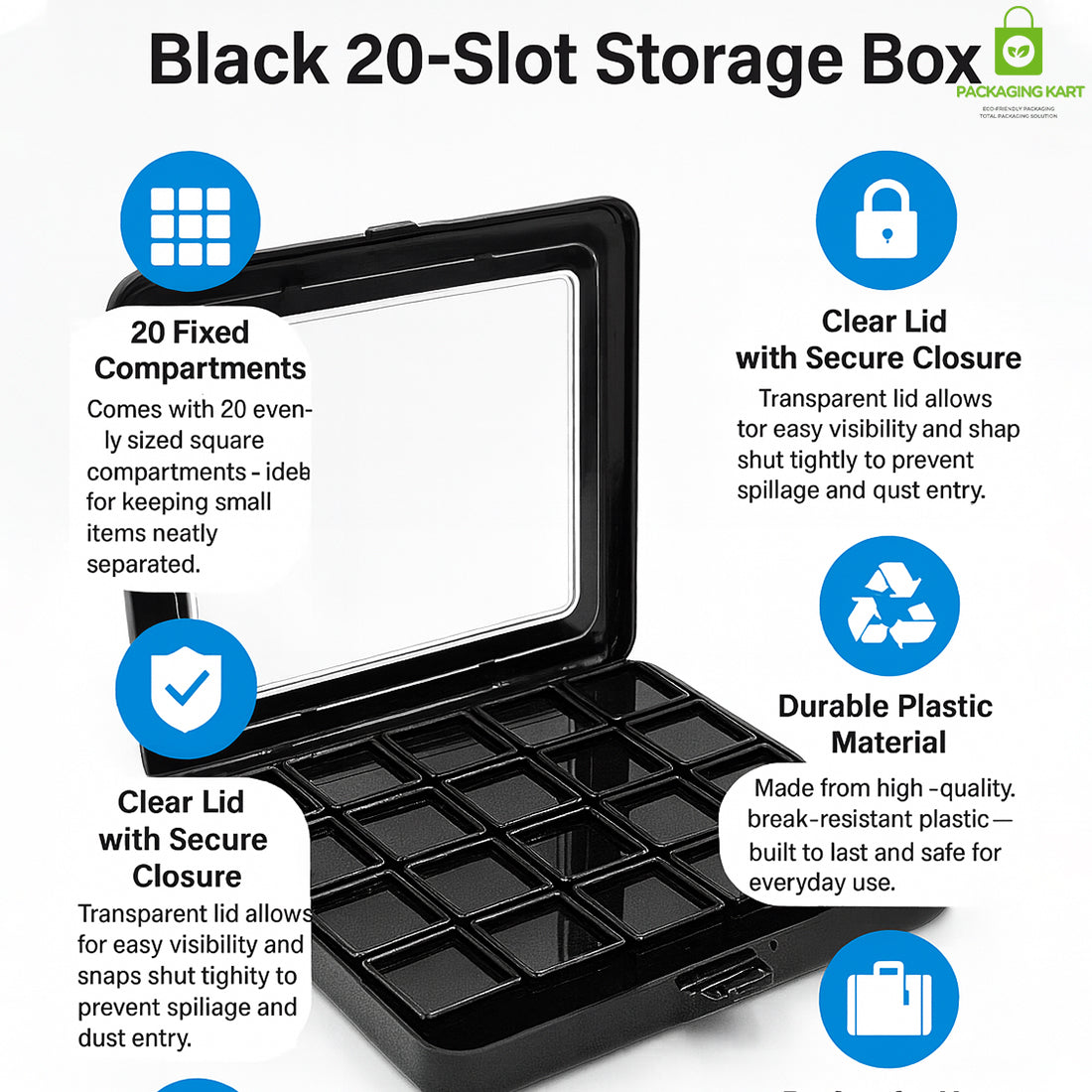 Black Plastic Jewellery Box – Set of 20 for Retail & Personal Use