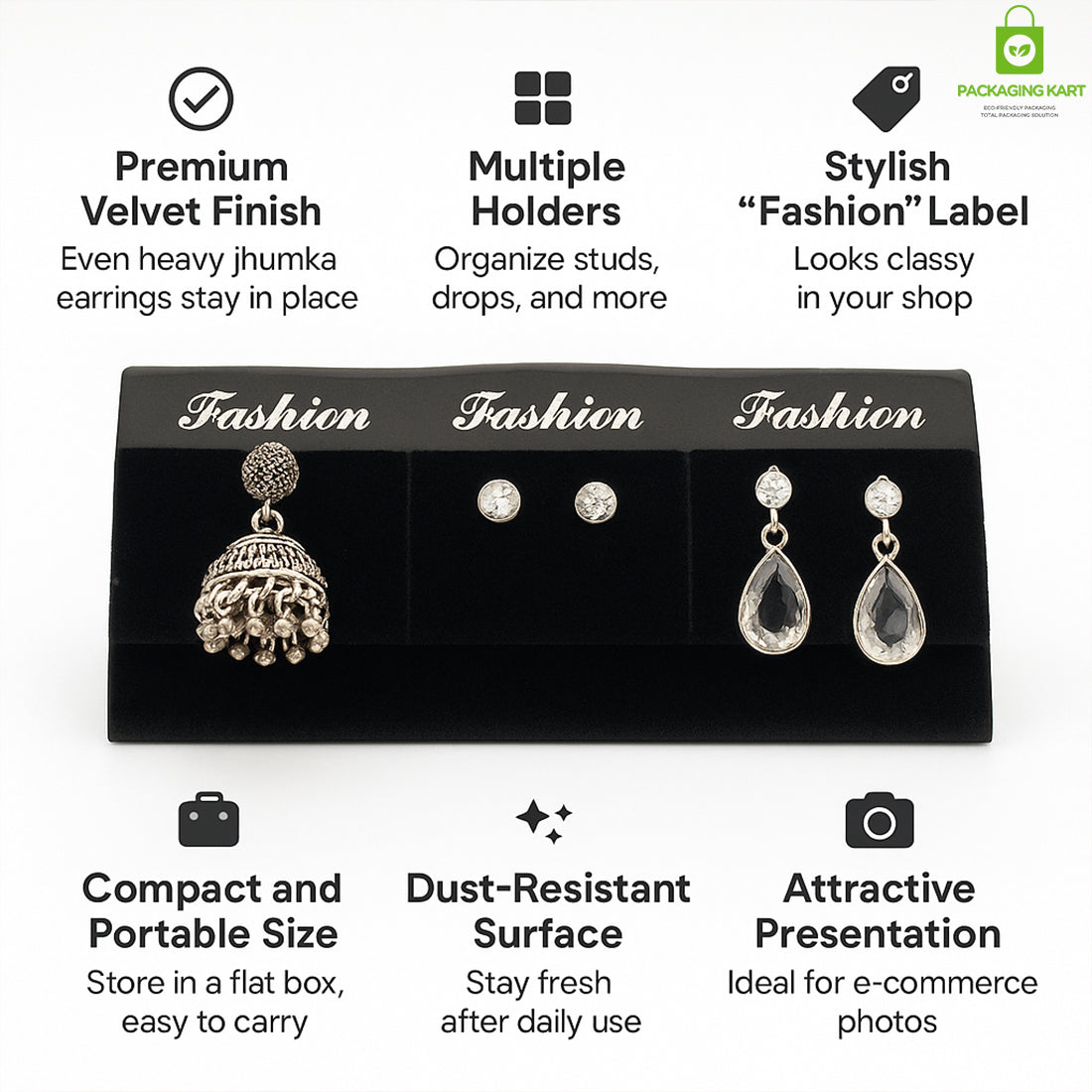 Elegant Blue Velvet Earrings Display Card for Retail & Gifting