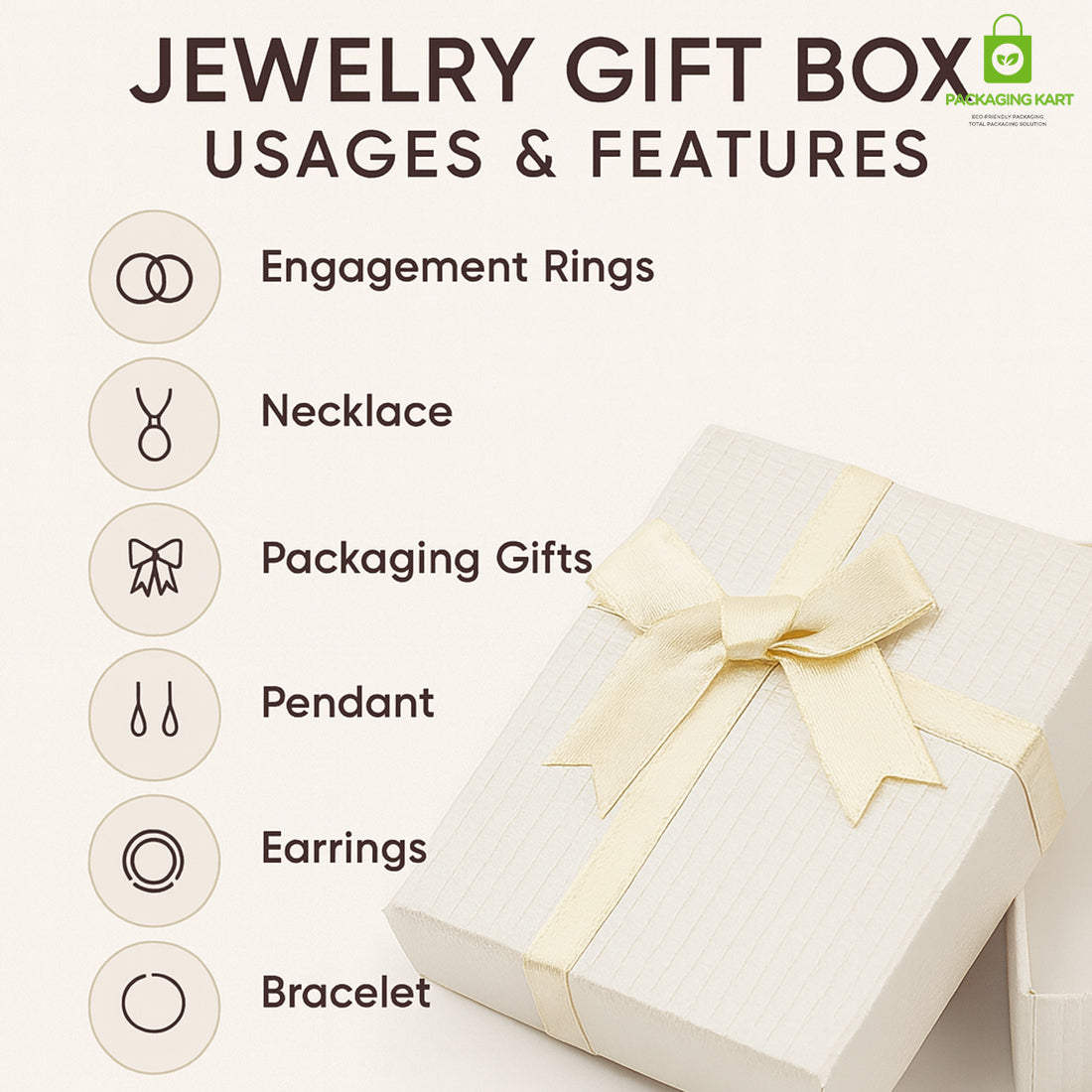 Elegant White Jewellery Organizer Box for Rings, Necklaces & Earrings