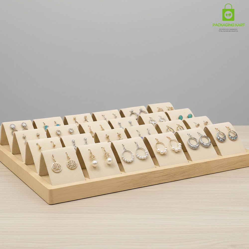 Stylish Cream Jewellery Tray for Earrings Showcase
