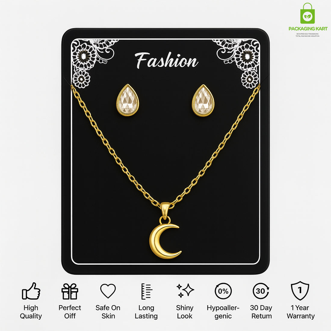 Fashion Jewellery Set Card in Black for Elegant Packaging
