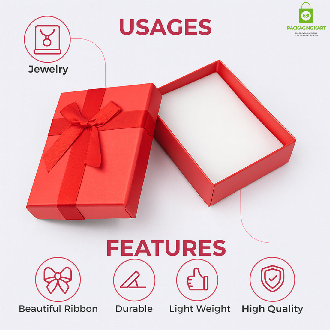 Stylish Dark Red Jewellery Box – Perfect for Rings, Bracelets & Necklaces