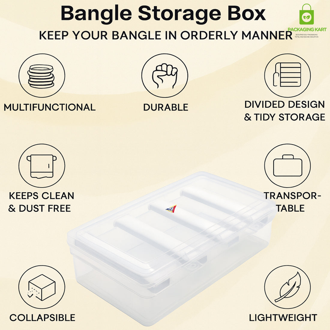 Plastic Bangle Box with 4 Rods – Jewellery Storage Solution