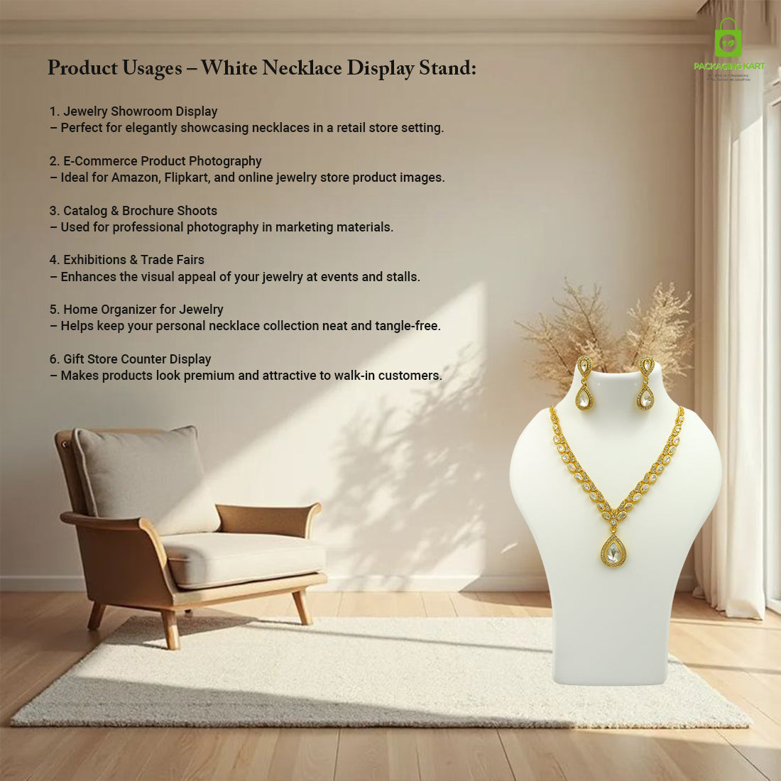 Black Plastic Fibre Jewellery Display Statue – Elegant Neck Stand