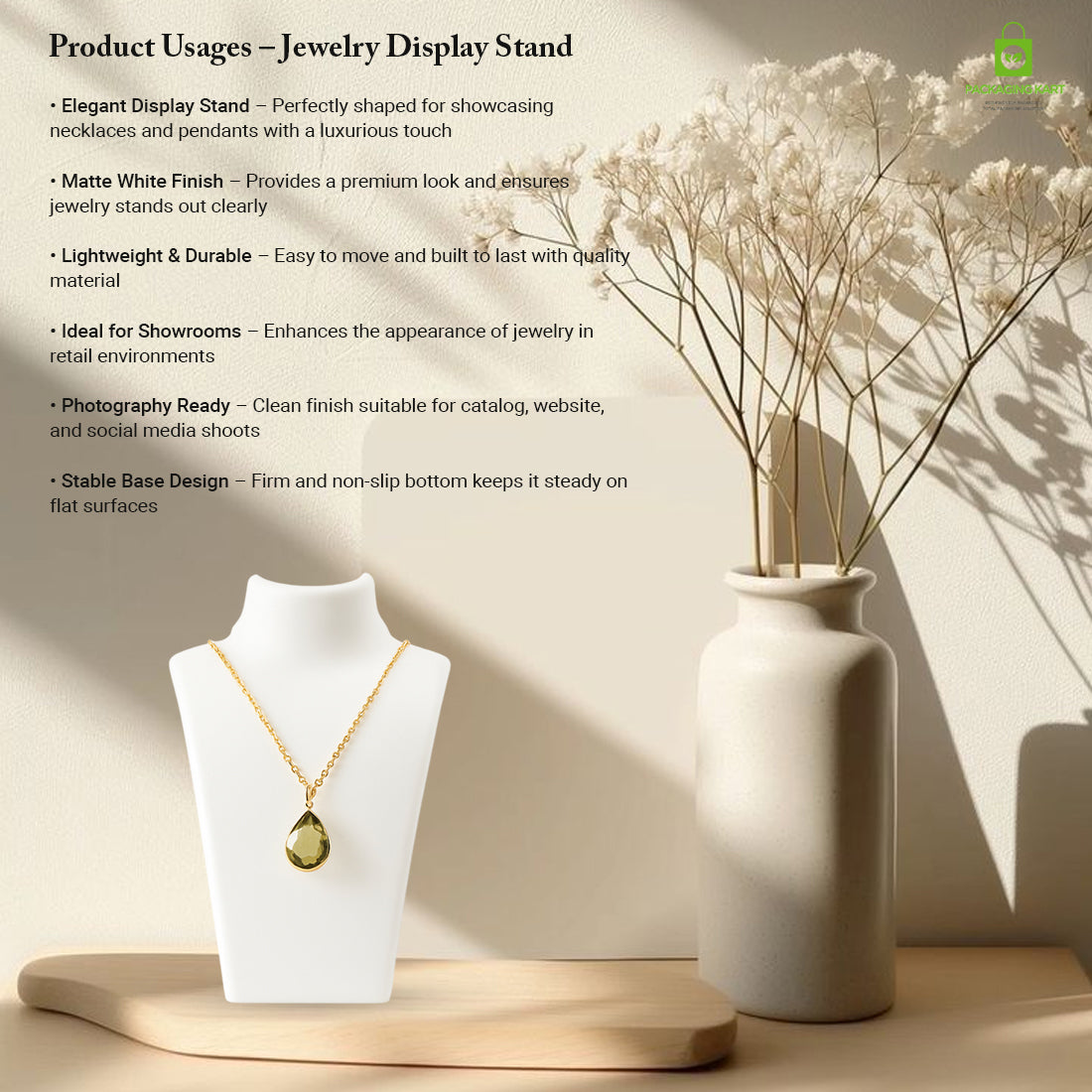 Black Plastic Fibre Jewellery Display Statue – Elegant Neck Stand