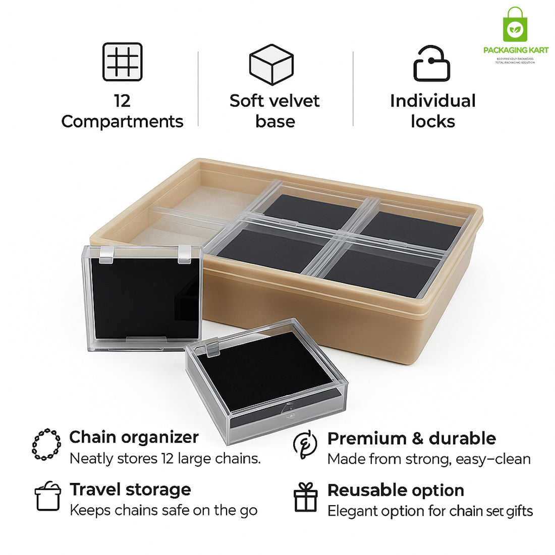 Blue Velvet Plastic Jewellery Box for Mangalsutra & Earrings – Elegant Storage