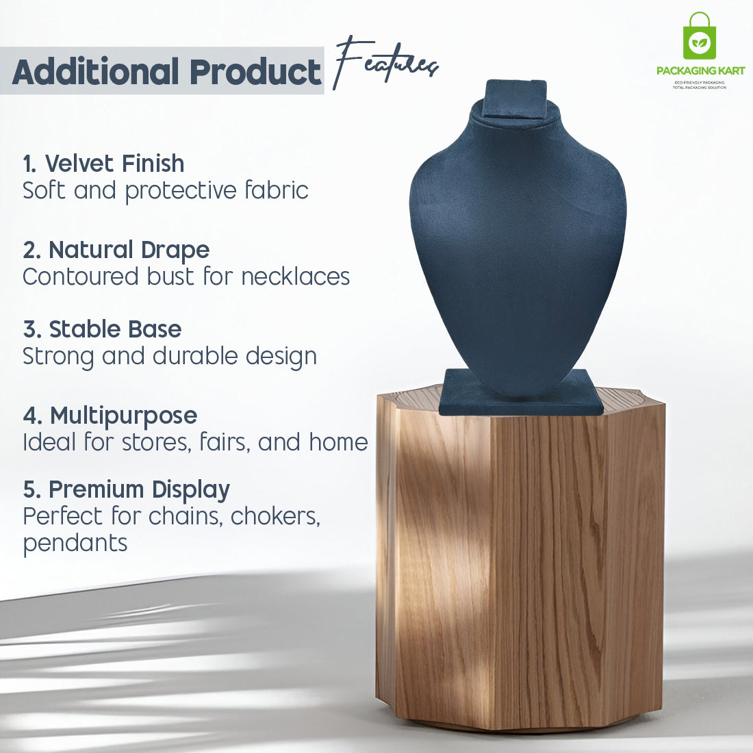 Black Velvet Jewellery Display Bust – Necklace & Pendant Stand