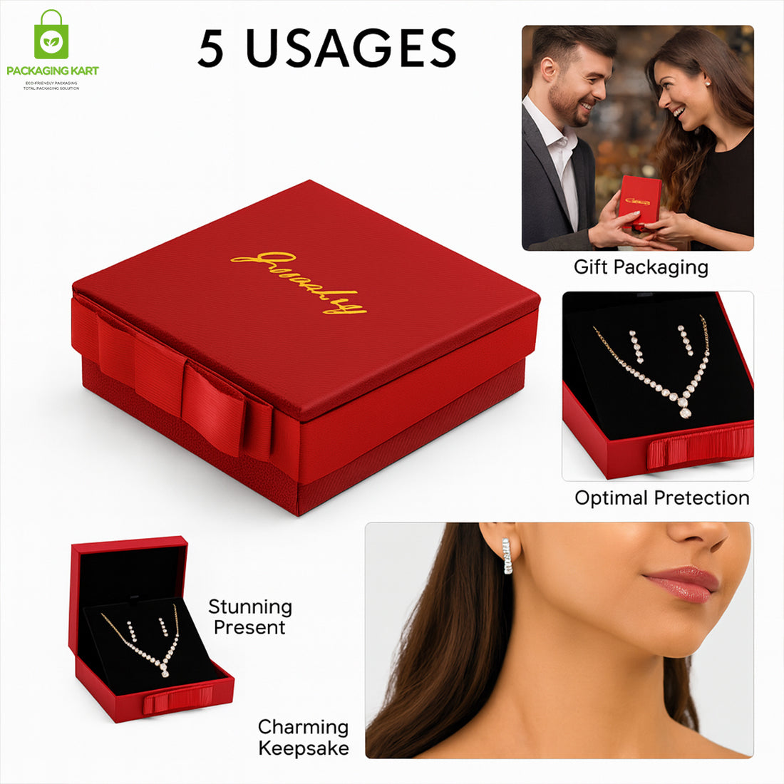 Red Multi-Layer Jewellery Box with Lock – Safe & Durable