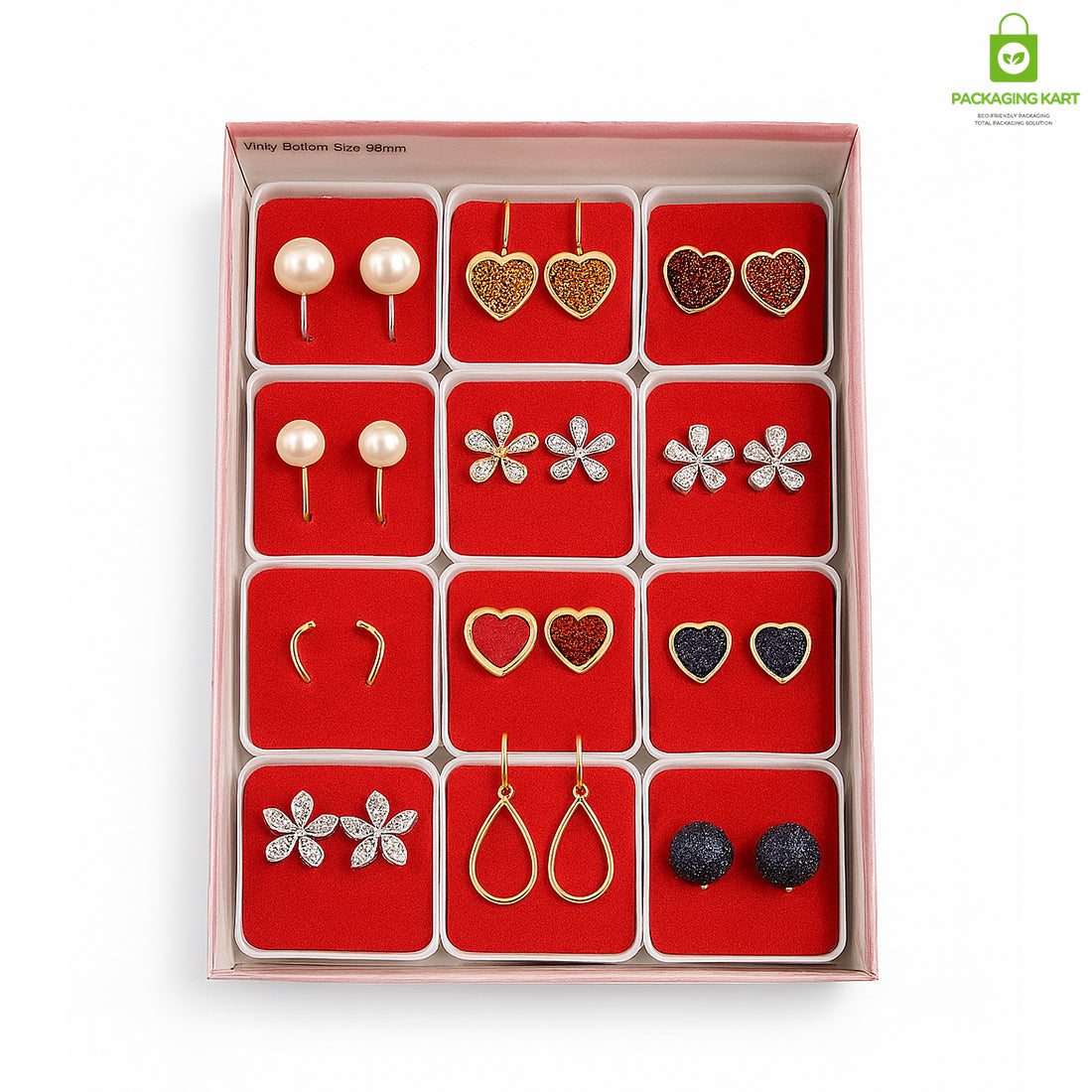 Round Red Velvet Plastic Jewellery Box for Earrings – Elegant & Durable