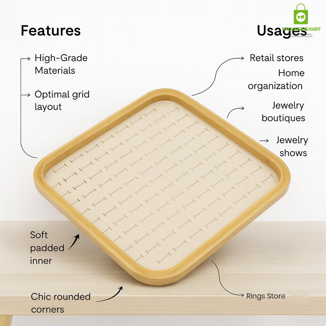 Premium Cream Jewellery Ring Tray – Elegant Storage Solution