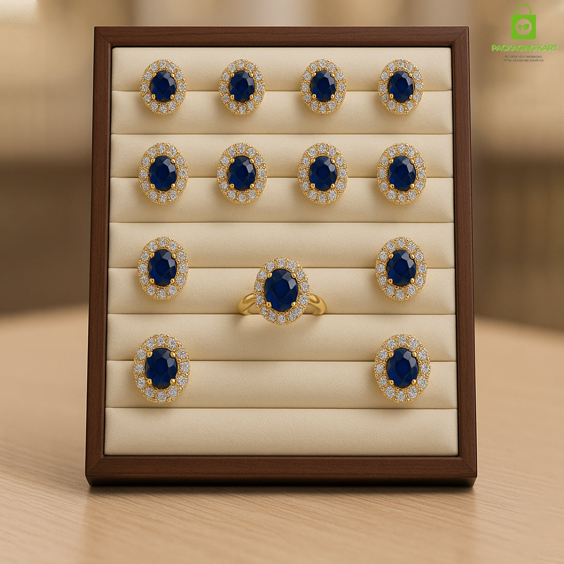 Cream Velvet Jewellery Tray for Earrings & Rings Display