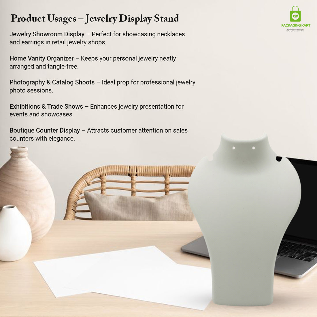 Black Plastic Fibre Jewellery Display Statue – Elegant Neck Stand