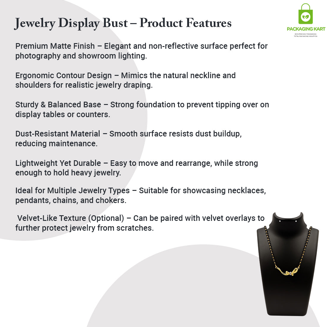 Black Plastic Fibre Jewellery Display Statue – Elegant Neck Stand
