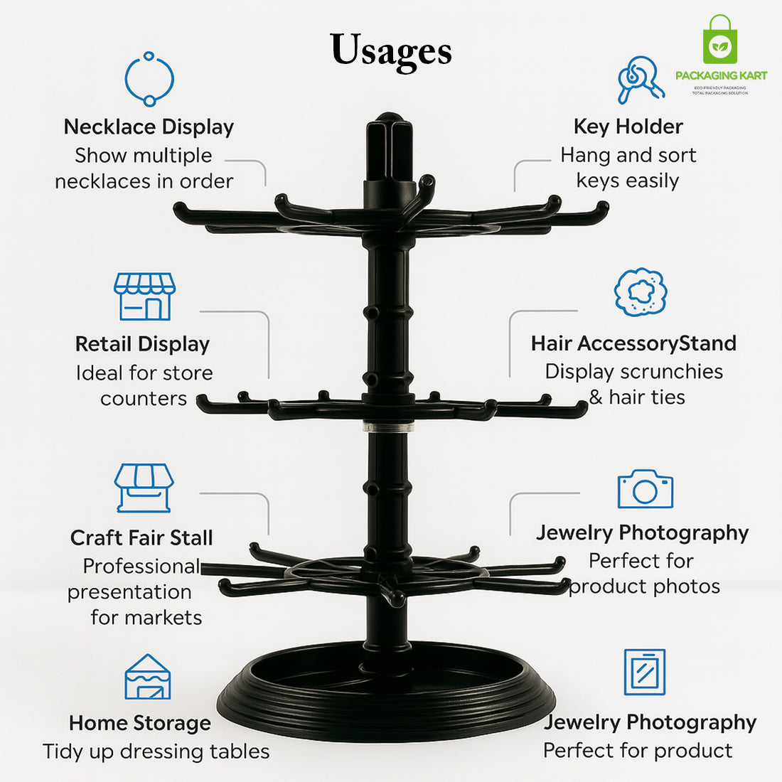 Rotating Earring Display Stand – 360 Degree Jewelry Organizer Rack