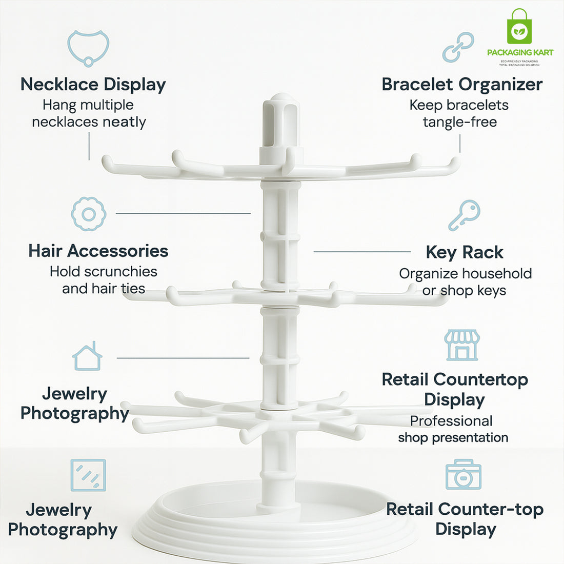 Rotating Earring Display Stand – 360 Degree Jewelry Organizer Rack