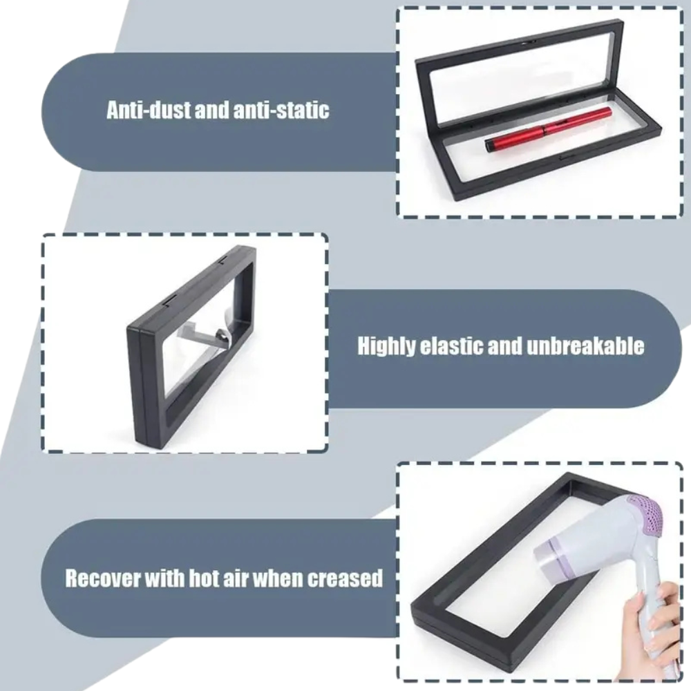 7X18 Jewellery Display 3D Floating Box ā Transparent & Reusable Showcase