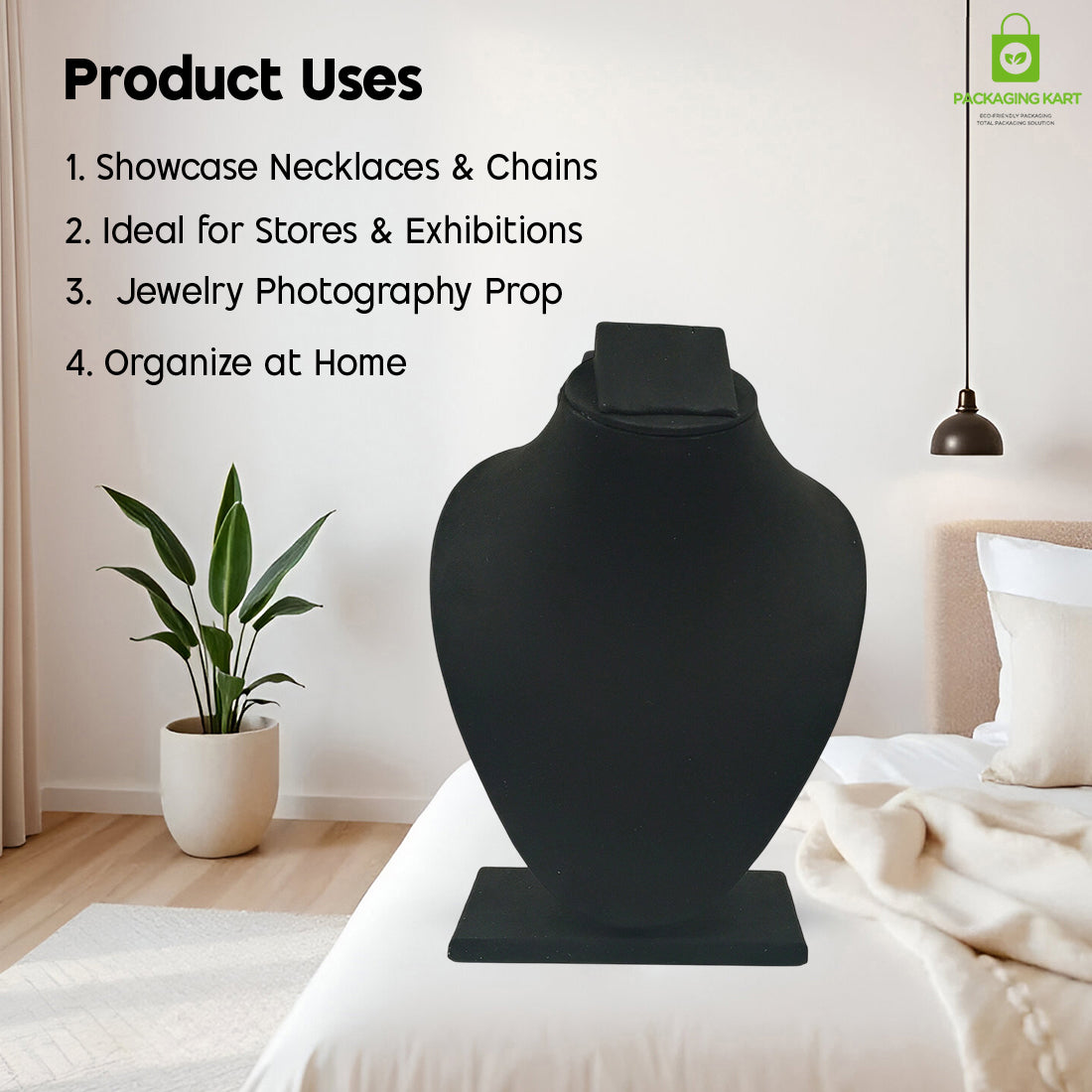 Black Velvet Jewellery Display Bust – Necklace & Pendant Stand