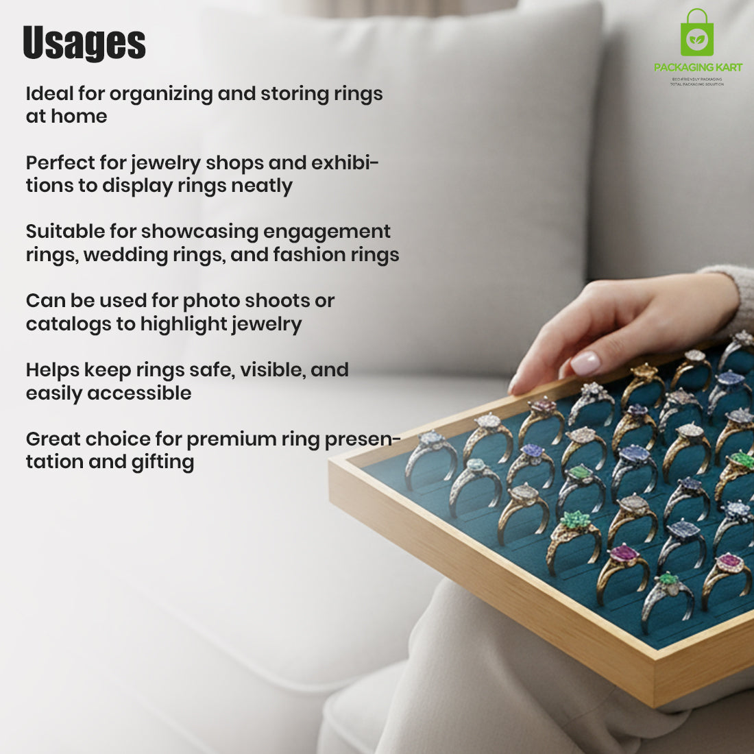 Elegant Green Jewellery Tray – Ring Arrangement