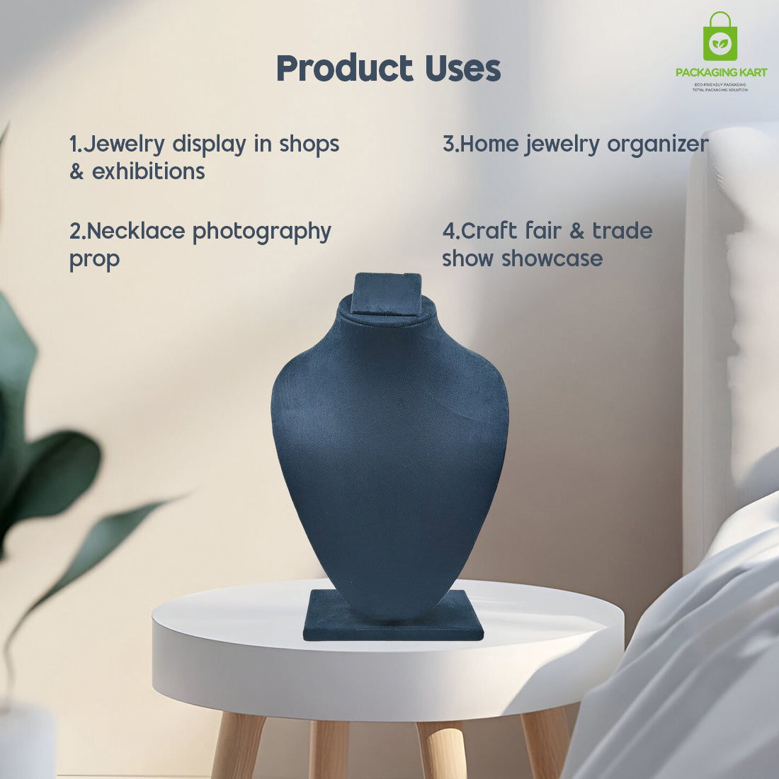 Black Velvet Jewellery Display Bust – Necklace & Pendant Stand