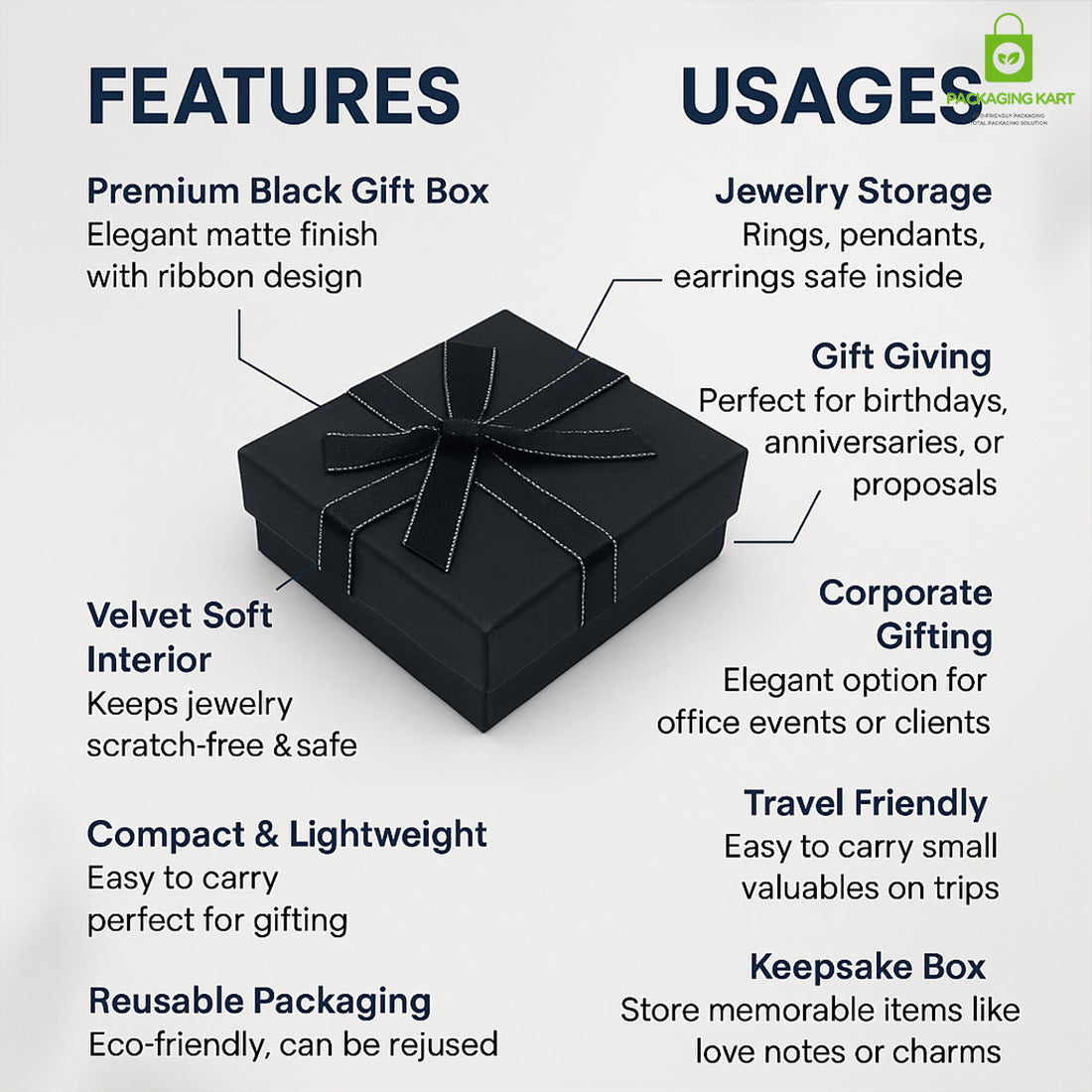 Premium Black Jewellery Organizer Box for Rings, Necklaces & Earrings