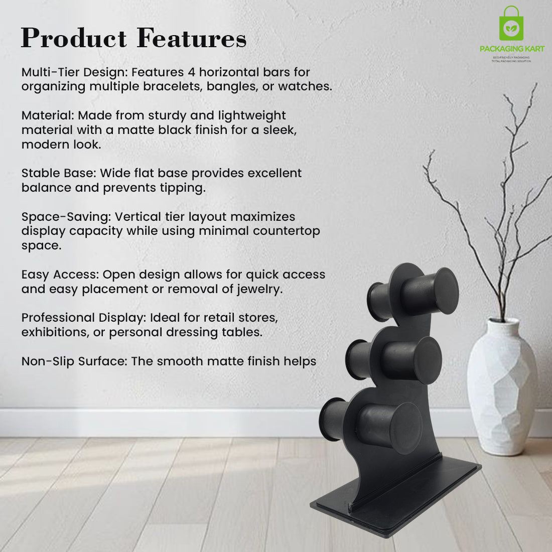 Black Plastic 3 Roll Jewelry Bangle Display Stand Holder For Jewelry Storage And Jewelry Shop