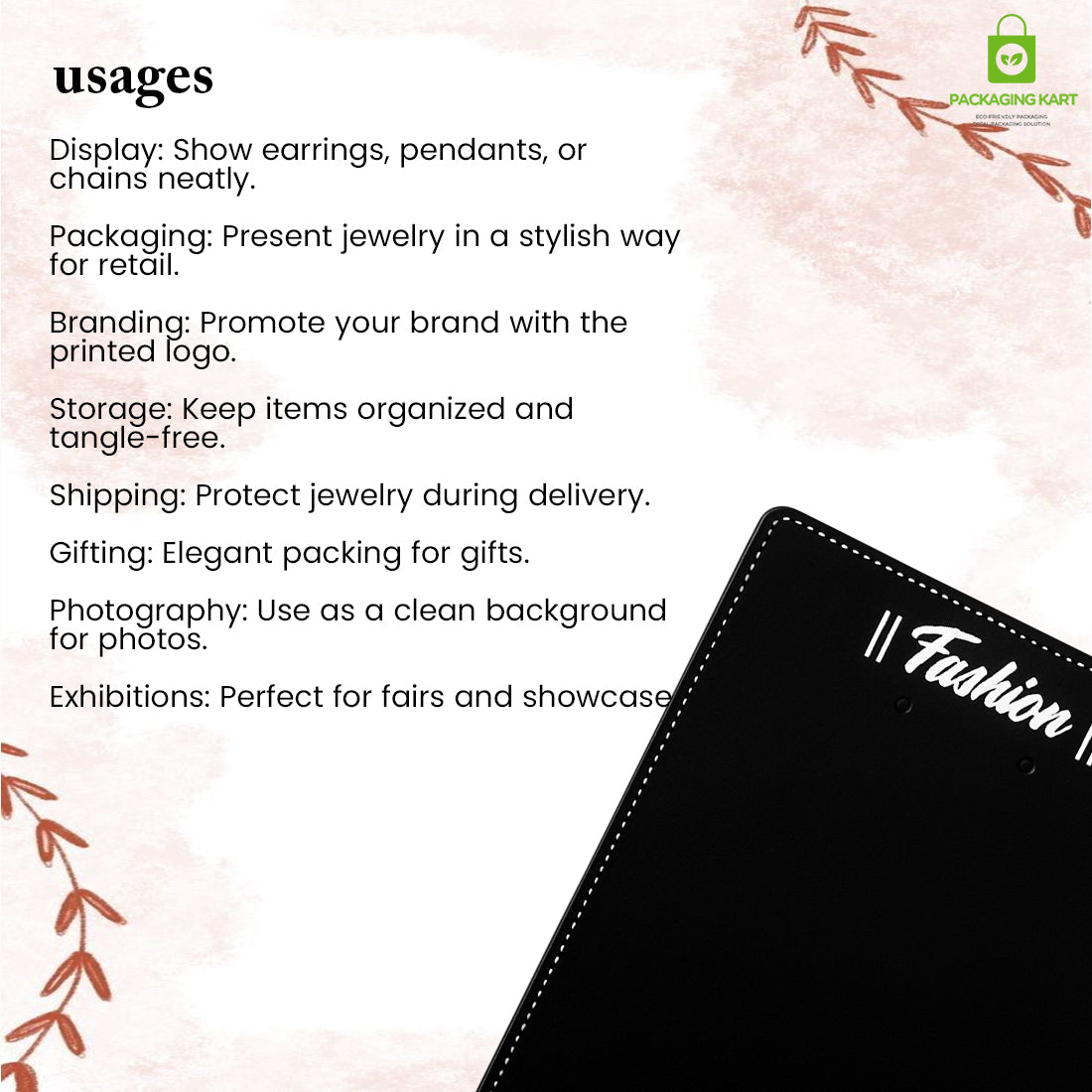 Black Jewelry Display Card for Necklace & Earring Combo