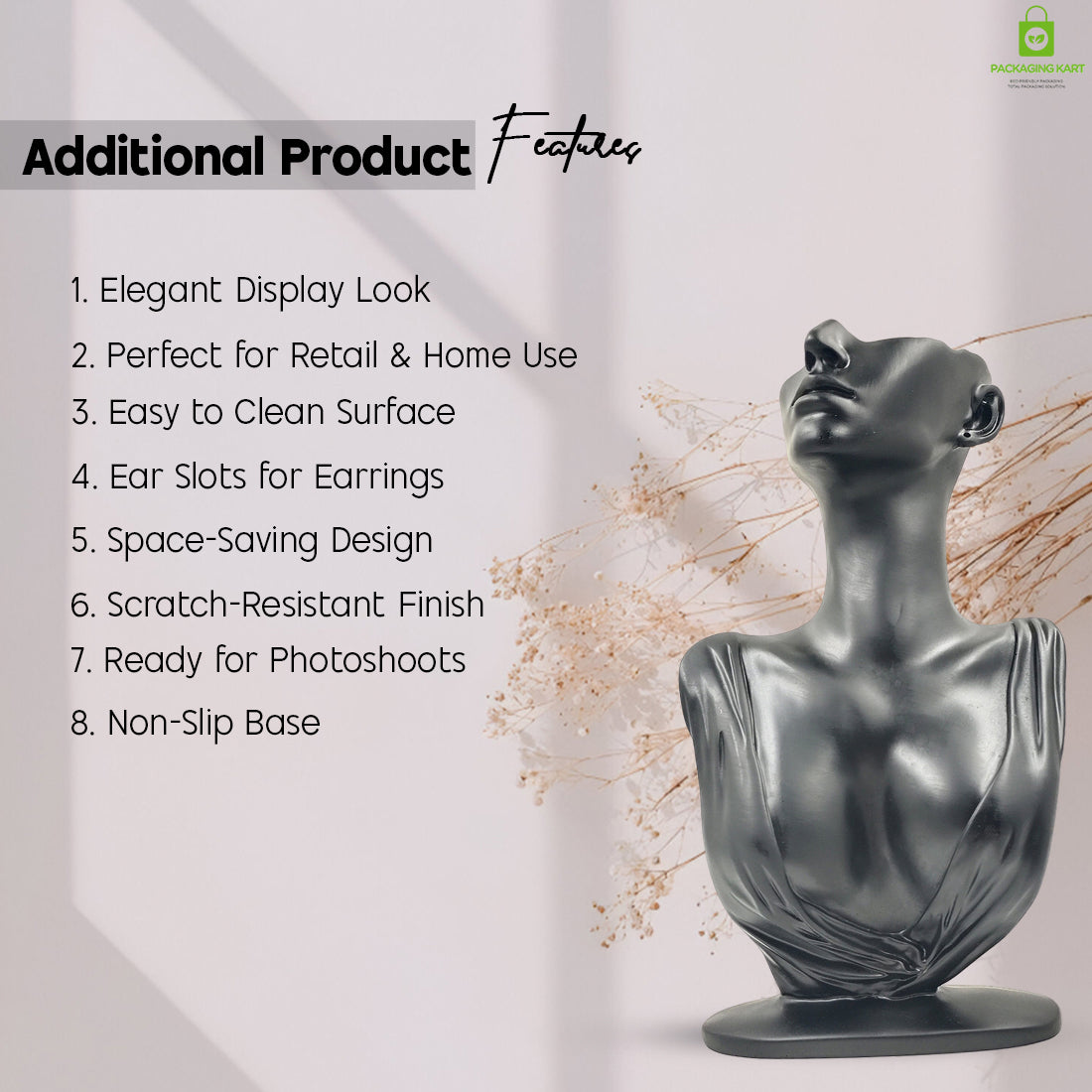 Mannequin Necklace Earring Chain Mangalsutra Display Bust Face Jewelry jewellery jewelery Holder with Golden Stand