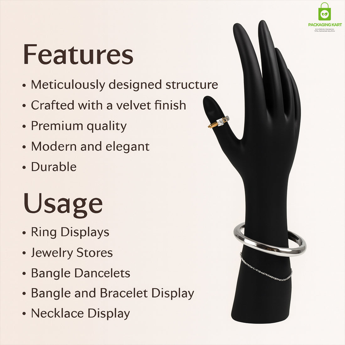 Premium Black Hand Statue Jewellery for Rings, Bracelets & Accessories