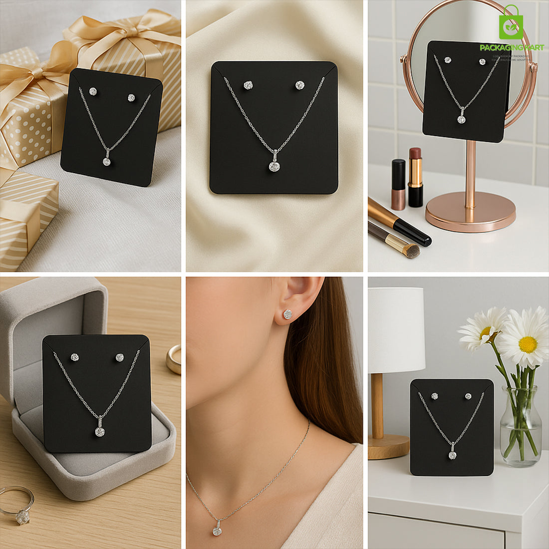 Black Jewellery Display Card β Plastic Set Card for Earrings & Necklace