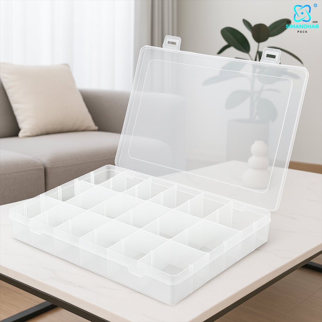 18-Grid Plastic Jewellery Storage Case – Multipurpose Organizer for Accessories