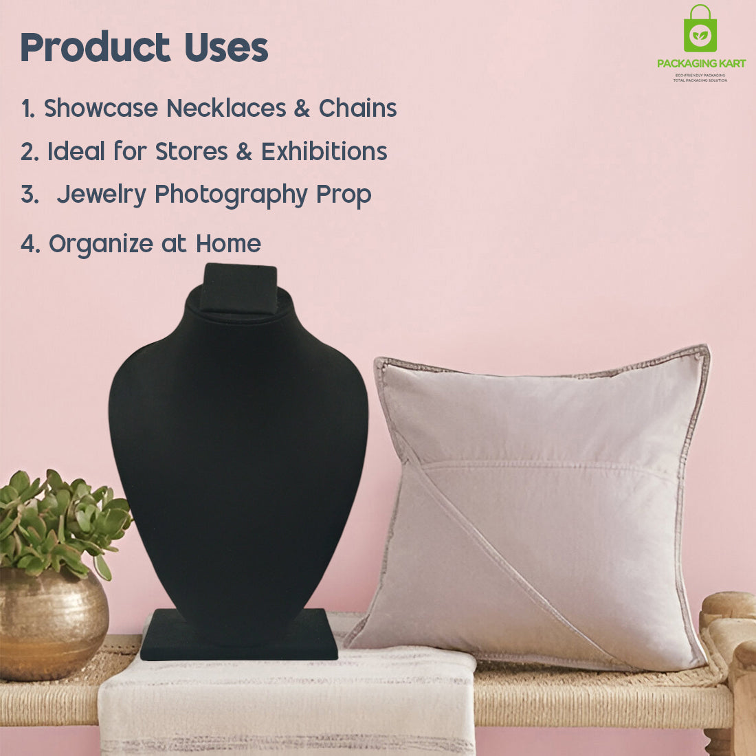 Black Velvet Jewellery Display Bust – Necklace & Pendant Stand